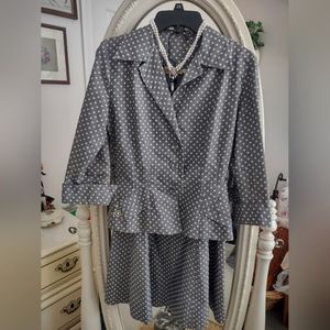 Vintage Preston Aire gray polka dot suit by John Preston size 12